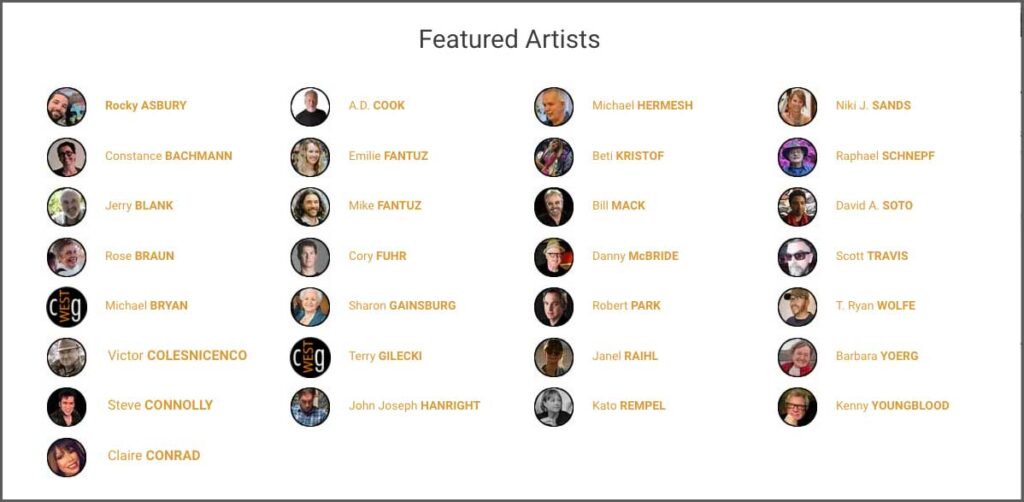 Conrad West Gallery Featured Artists List