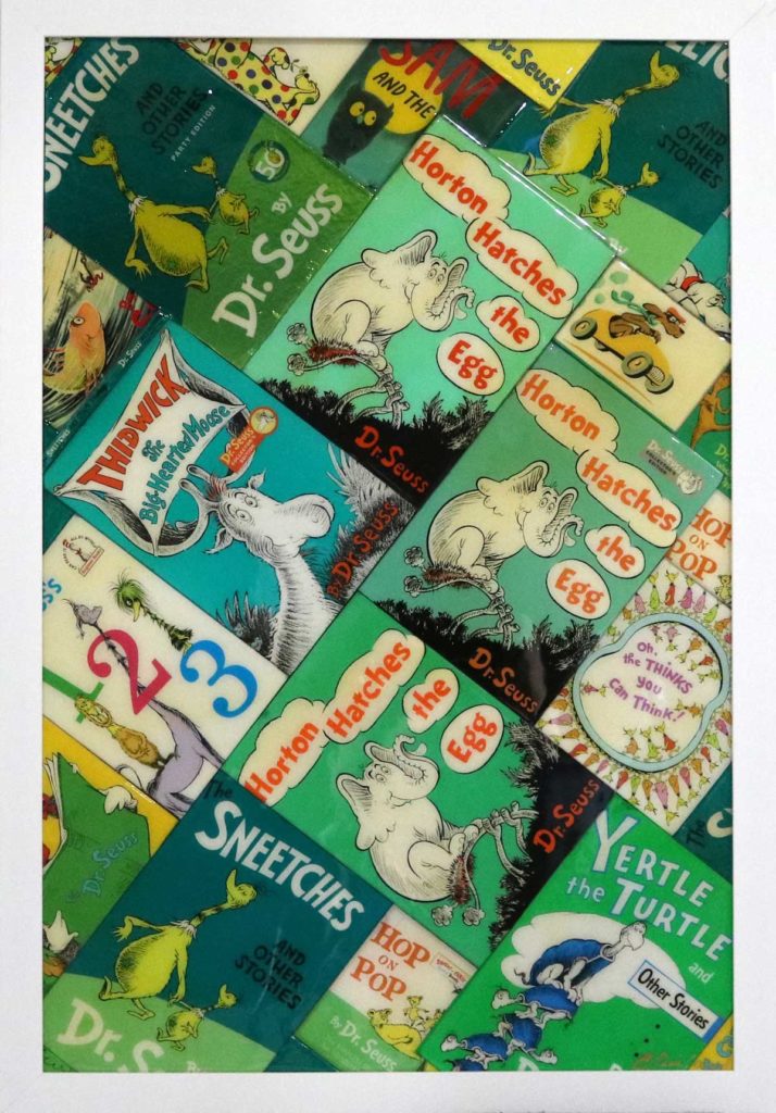 "GREEN HORTON" collage and mixed media painting by Claire Conrad