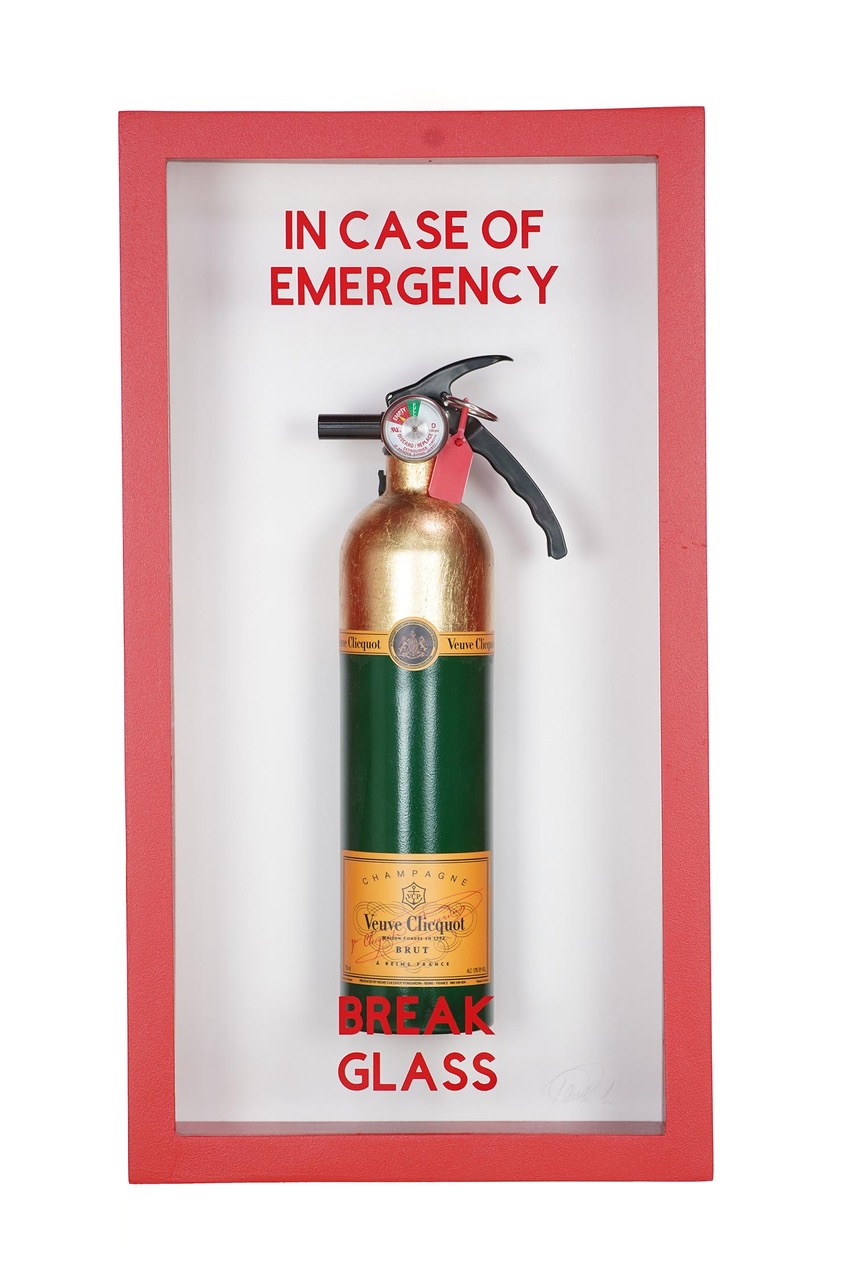 "In Case of Emergency Break Glass" Mixed Media Artwork by Plastic Jesus