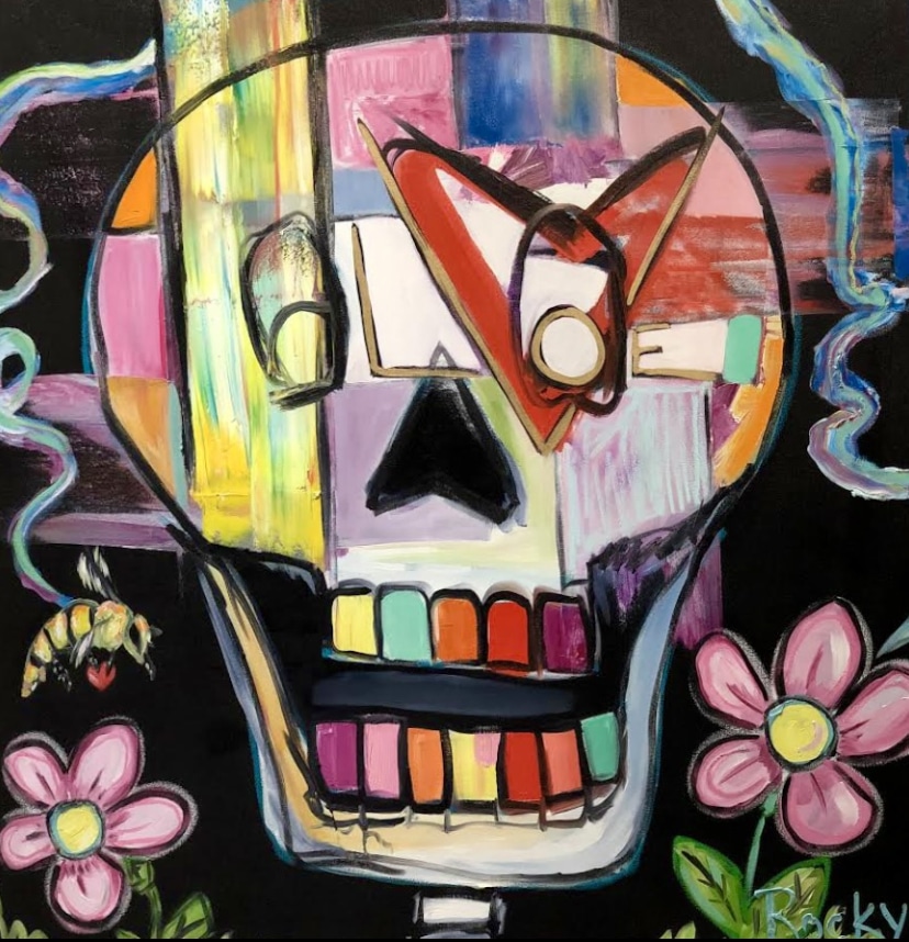 LOVE IS IN THE EYE OF THE BEE-HOLDER by Rocky Asbury, Mixed media on canvas