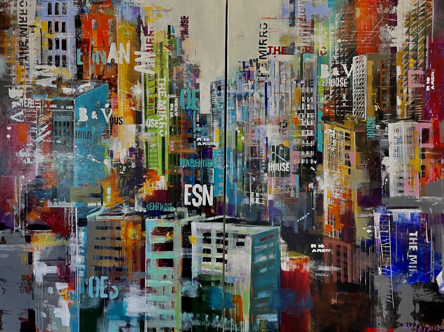 looking over the window abstract painting